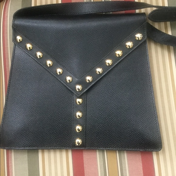 Yves Saint Laurent Handbags - Vintage Yves St Laurent blk studded Y crossbody